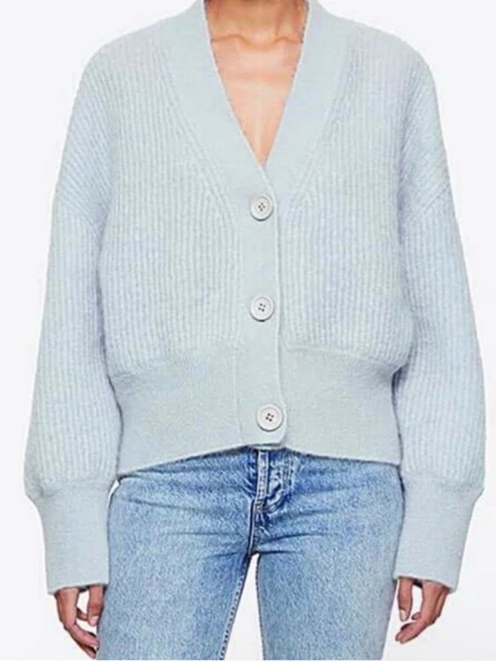 Anine Bing Mohair Cardigan Sweater in Light Blue